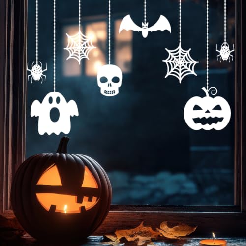 Halloween Window Clings Hanging Ghost Skull Decals - Styl 24