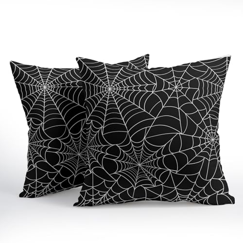 Spider Web Halloween Pillow Covers 24x24 Inch Set of 2 - Outdoor Decorative Throw Pillow Cases