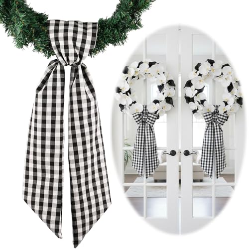 Black White Plaid Sash Set for Home Decor & Events - 2 Pack