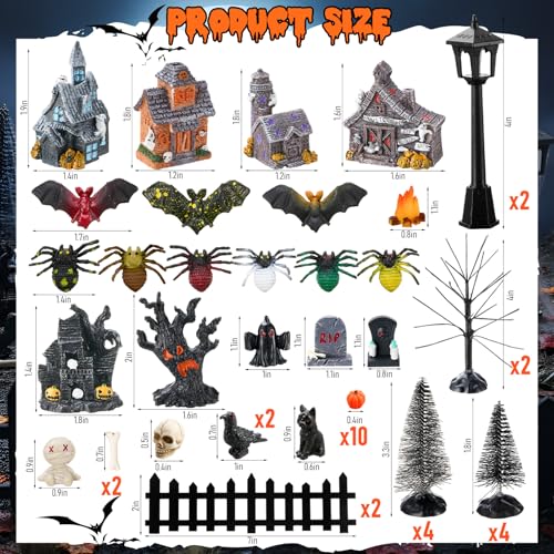 Halloween Village Miniature Set - Haunted Houses, Figurines & Decor Accessories