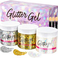 3 Colors Body Glitter Face Glitter Gel Set - Long-Lasting Shimmer, 240g