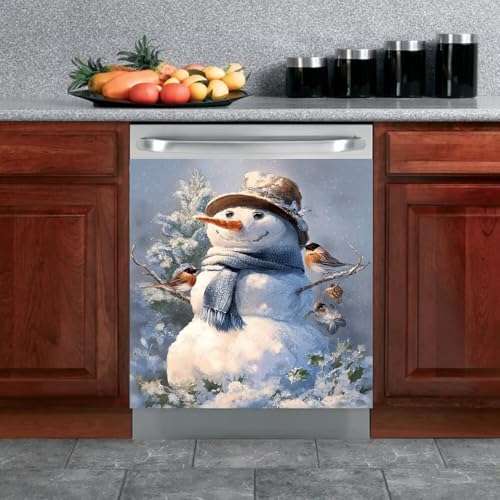 Christmas Snowman Magnetic Dishwasher Cover 23x26 Inches - Kitchen Decor