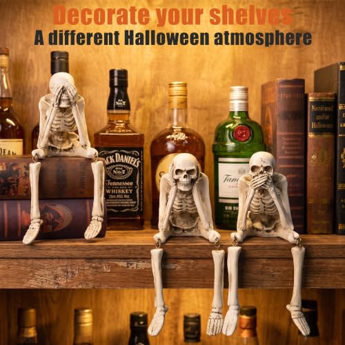 Speak No Evil Skeleton Figurine - Halloween Indoor Decor, Gothic Statue, Giftable Skeleton Collection - Variation: Speak No Evil