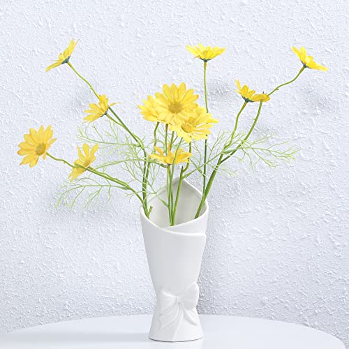 Matte White Bowknot Ceramic Vase - Modern Home Decor, Model B