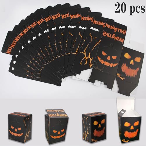 Halloween Treat Boxes Skeleton & Pumpkin Design, Large Candy & Cookie Containers - 20 Pack
