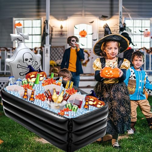 Inflatable Halloween Coffin Drink Cooler - 44 Inch Outdoor Party Ice Bucket