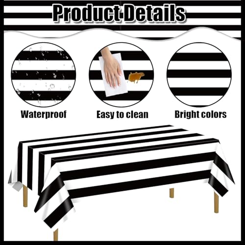 Black and White Striped Tablecloth Roll 51in x 100ft - Party & Event Decor - Black Variant
