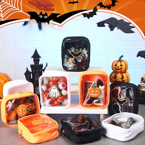 Halloween Makeup Bag with Pumpkin Ghost Bat Chenille Patches - Organer / Cute