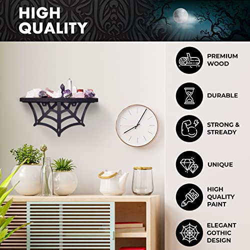 Gothic Spider Web Wall Shelf with Hooks - Halloween Halloween Decor for Home & Kitchen