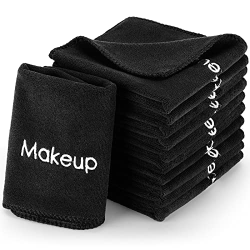 Microfiber Makeup Remover Towels - 48 Pack, 12x12 Inches Reusable Face Cloths - Black