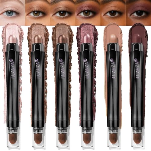 LUXAZA PRO 6PCS Neutral Shimmer Makeup Stick Set for Eyes & Face - Nude Brown