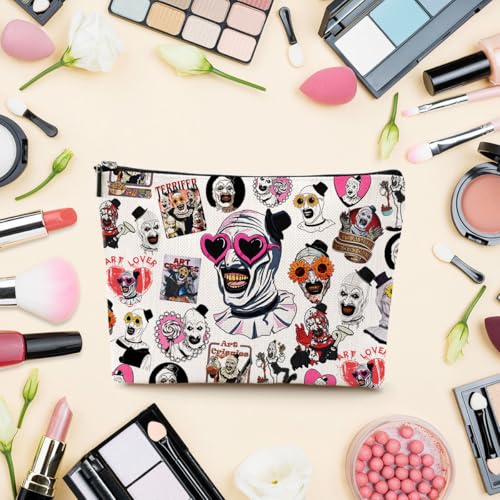 Horror Movie Clown Cosmetic Bag Small Makeup Organizer with Zipper