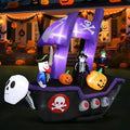 7.78FT Pirate Ship Inflatable Halloween Decor with LED Lights Outdoor