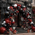 Dark Red Black Balloon Arch Kit Double Stuffed Burgundy Maroon Gothic Halloween Party Decor - Variation of THIS listing