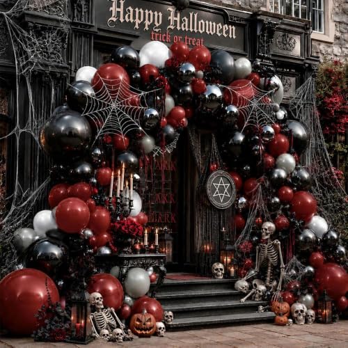 Dark Red Black Balloon Arch Kit Double Stuffed Burgundy Maroon Gothic Halloween Party Decor - Variation of THIS listing