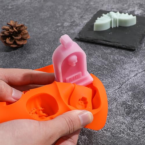 Halloween Silicone Cake Molds - 2 Pack Spooky Pumpkin Ghost Bat Designs for Baking & Crafts