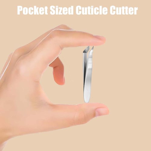 2 Pack Mini Cuticle Cutter, Small Cuticle Trimmer for Manicure and Pedicure, Professional Nail Kit Cuticle Nippers Portable Hangnail Clippers Remover Tweezers for Man Woman, Silver