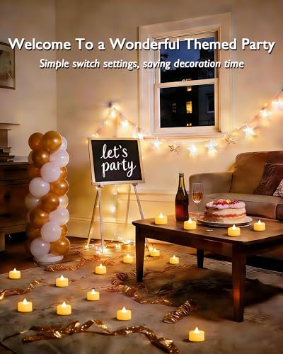 Ivory Battery Operated Tea Lights Candles 12 Pack - Flameless, Safe, Long-Lasting