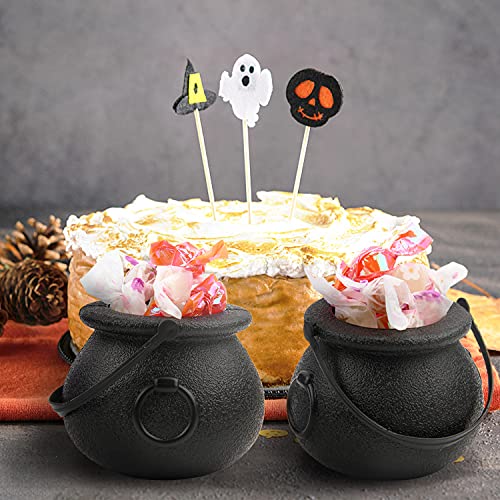 Mini Black Cauldron Halloween Candy Holders 12pcs - Multi-Purpose Plastic Decoration