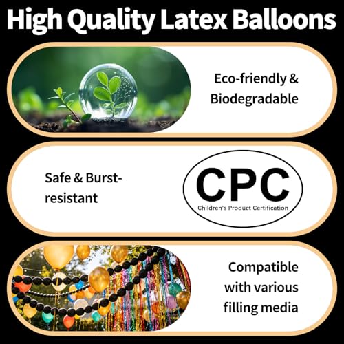 Black Link Balloons 6 Inch Latex Balloon Set - 100 Pack for Party Decor