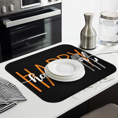 Halloween Dish Drying Mat 16x18 Inches - Spooky Kitchen Counter Decor - Variation of THIS Listing