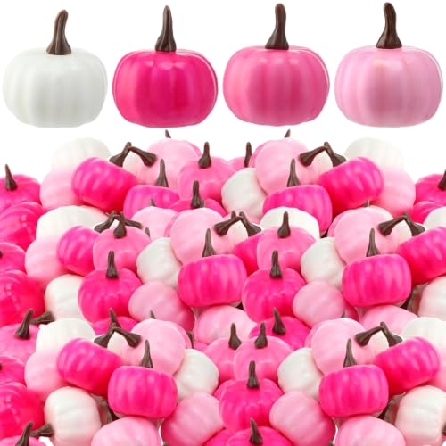 Pink Series Mini Foam Pumpkin Ornaments - Fall Decor, 48 Pieces