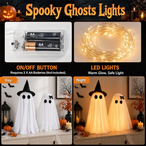 Halloween Ghost Decorations Indoor Set - Glowing Spooky Ghosts for Home & Table Display