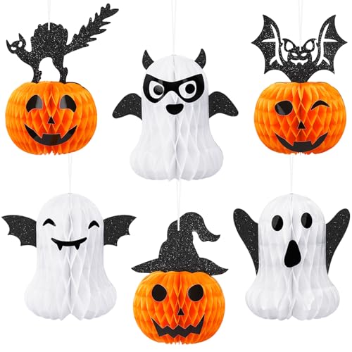 Halloween Honeycomb Centerpieces - Ghosts & Pumpkins, 6 Pack, Halloween Style