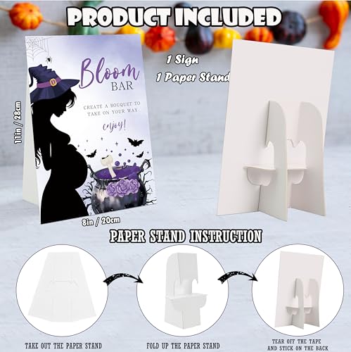 Halloween Baby Shower Sign - Baby Is Brewing Table Centerpiece - 8x11 Inch Purple