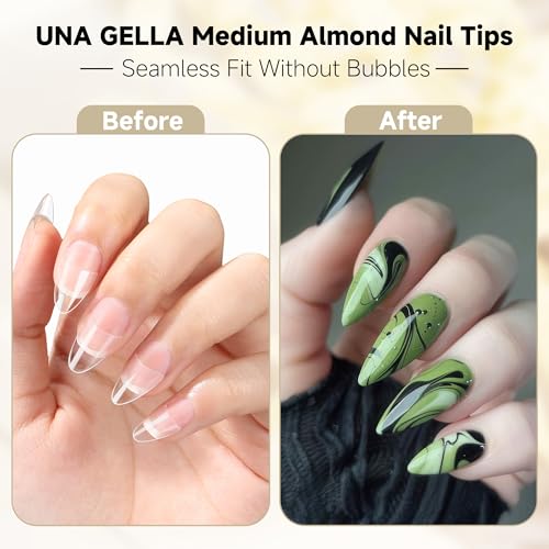 Acrylic Nail Tips Set 312 Pieces Almond Shape False Nails with Nail Glue - Long Lasting DIY Manicure