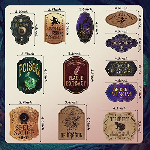 Halloween Wine Bottle Labels Set - 48 Waterproof Sticker Decorations