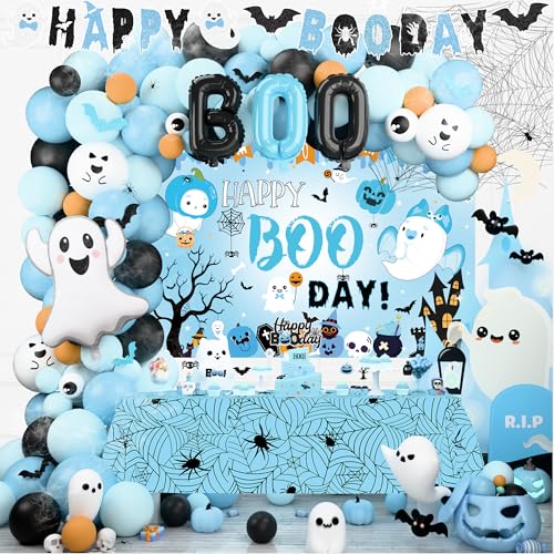 Blue Halloween Boy Party Decorations Balloon Garland Backdrop Banner Set