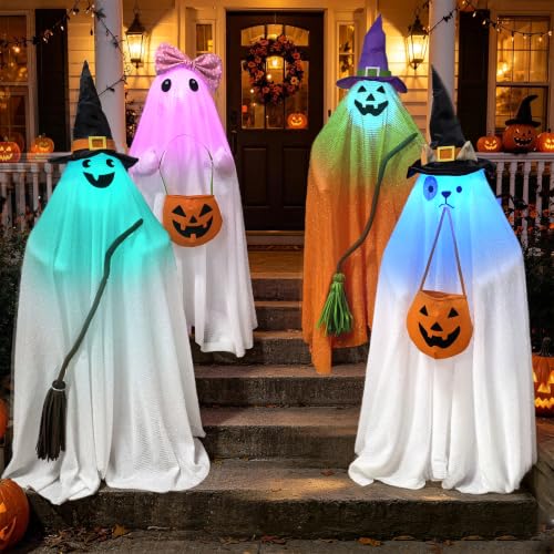 Outdoor Halloween Ghost Light-Up Decor - Ghost Witch Variation