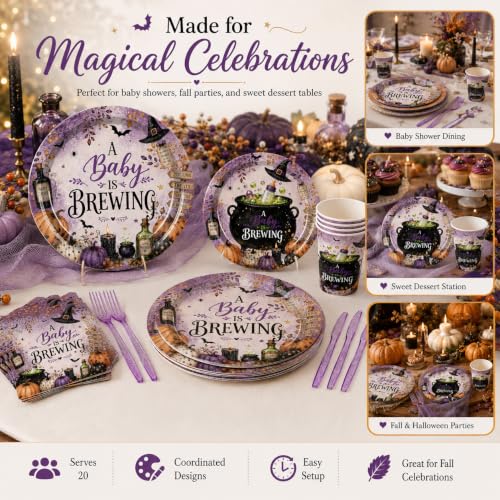 Halloween Baby Shower Party Decorations Supplies for 20 Guests - Witch Theme
