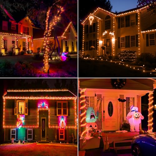 Orange 50ft LED Rope Lights Outdoor Waterproof Connectable Decorative Lighting
