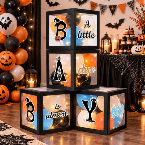 Halloween Baby Shower Decorations Set - A Little Boo Is Almost Due - Black