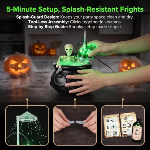 Halloween Decorative Plastic Cauldron with Floating Potion Effect - Black