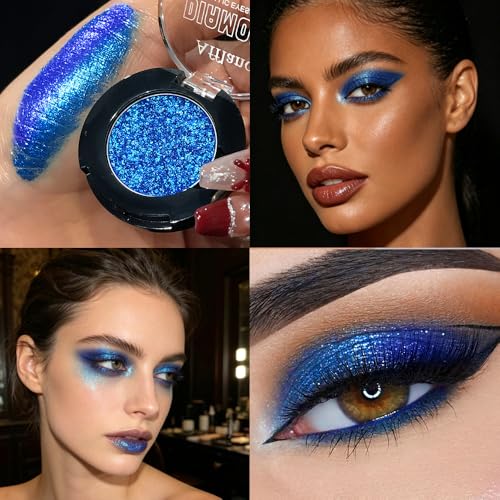 Blue Glitter Eyeshadow - High Pigment Holographic Metallic Eye Shadow #30H Blue