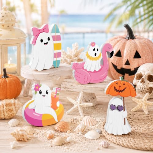 Pink Halloween Ghost Wooden Signs Set - Ghost Variation for Tiered Tray Decor