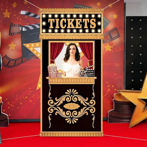 Halloween Horror Movie Night Door Banner with Ticket Booth Decor