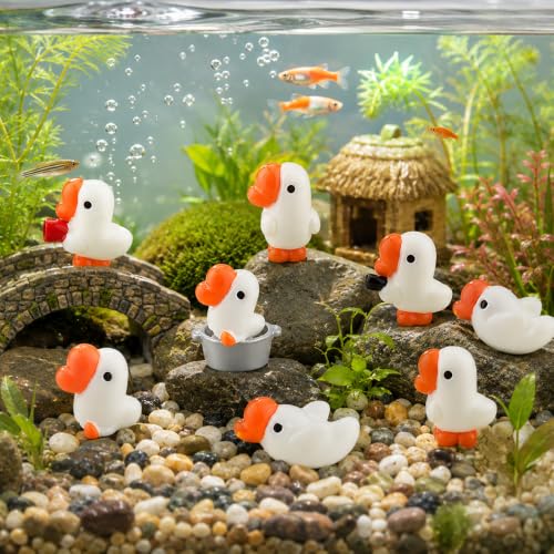 Mini Resin Goose Figurines Set - 64 Pieces Tiny Decorative Collectibles with Variation of Goose