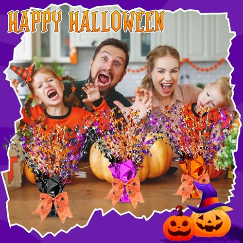 Halloween Table Centerpiece Decorations Set - Black, Orange, Purple, 6 Pieces