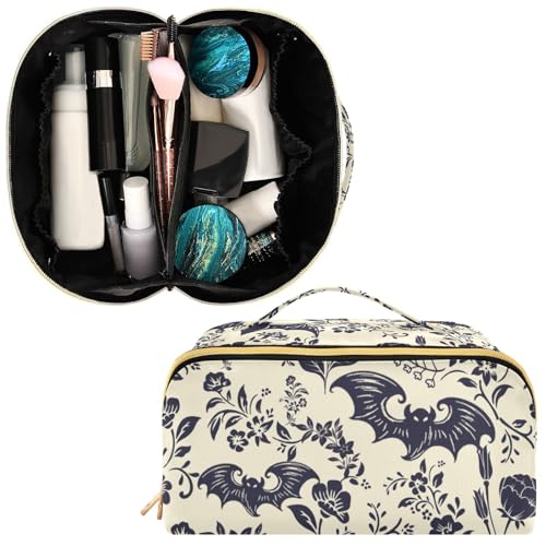 Goth Bats Cosmetic Bag Travel Makeup Organizer with Compartments - Color 01