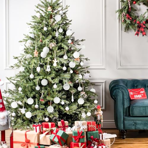 Shatterproof Christmas Tree Ornaments Set - 100 White Holiday Decor Balls