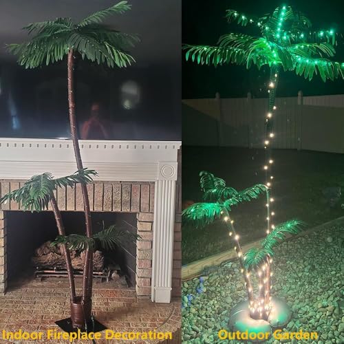 6FT Artificial Palm Tree with 217 LED Lights - Outdoor Indoor Tiki Bar Decor