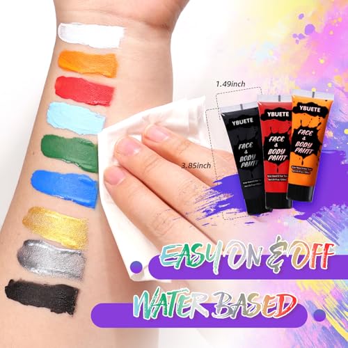 Multicolor Face & Body Paint Set - 9 Colors for Halloween Cosplay & Art