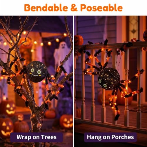 Halloween Spider with Lights 54 Inch Outdoor Indoor Decor for Porch & Garden