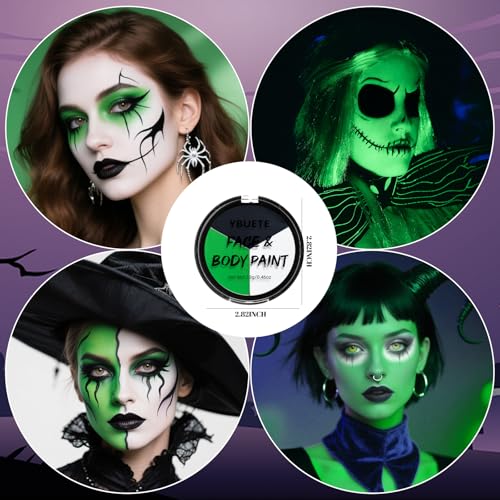 Oil-Based Face Paint Palette for Halloween Cosplay - Black White Green, SFX Makeup Set