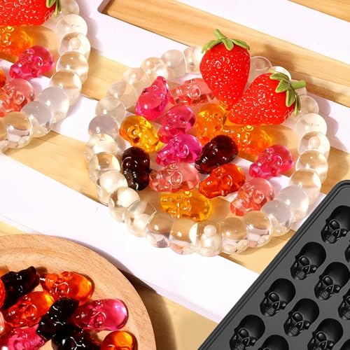 Mini Skull Silicone Mold - Black Halloween Skull Candy & Chocolate Mold, 100 Cavities