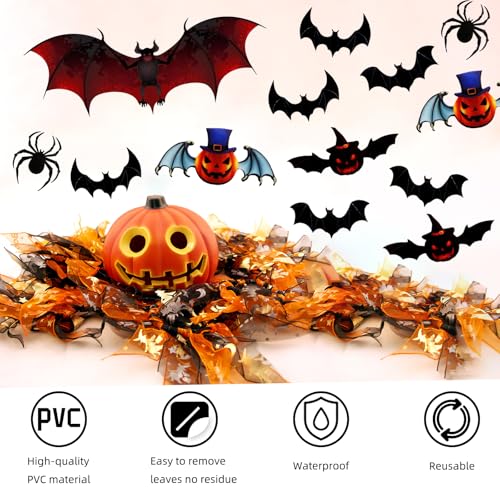 Halloween Bat and Spider Wall Decor Set - 72pcs Indoor Party Decorations
